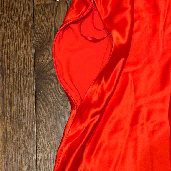 STAUD Ashanti Asymmetric Off Shoulder Red Rose Gown - Picture 9 of 14
